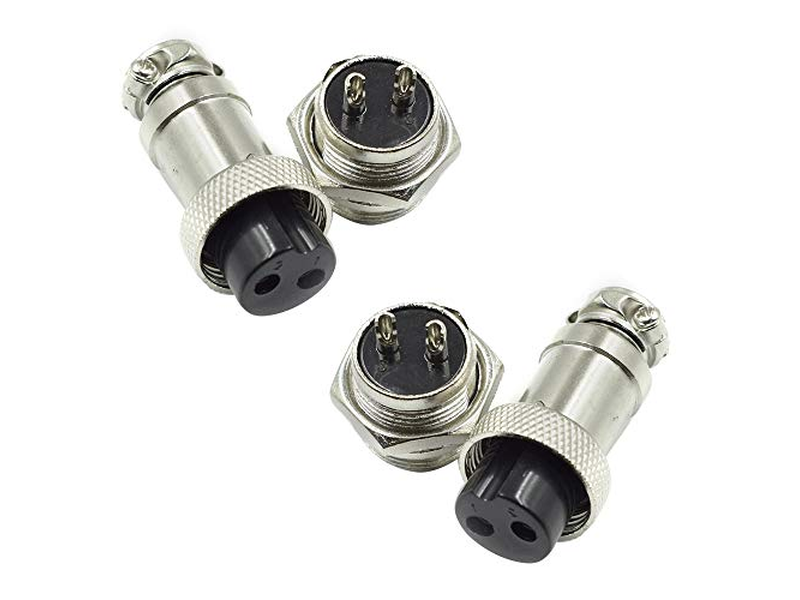 2 Pin Metal Male Female Panel Connector 16mm GX16-2P Aviation Plug Silver - (2 Sets)